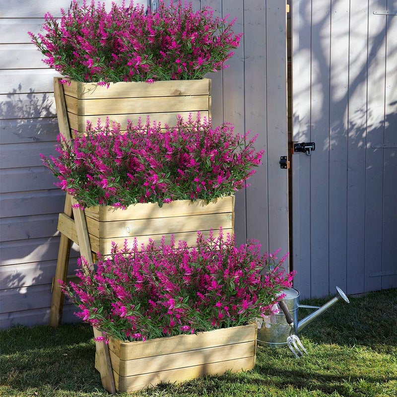 ArtBloom 8 Bundles Outdoor Artificial Lavender Fake Flowers UV Resistant Shrubs, Faux Plastic Greenery for Indoor Outside Hanging Plants Garden Porch Window Box Home Wedding Farmhouse Decor (Fuchsia) - Image 2